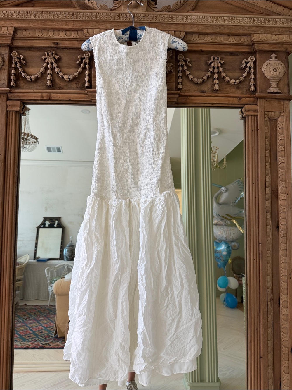 Marie Oliver White Sleeveless Maxi with Textured Bodice
